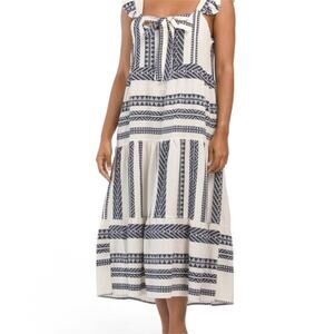 Caterina Ricci Linen Blend Midi Dress Small